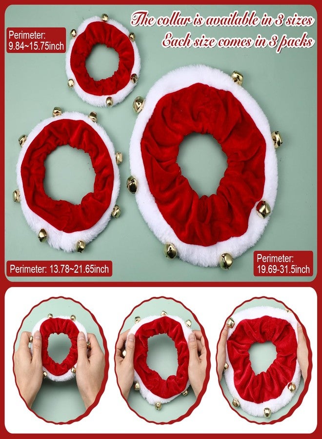 Bulyoou 3 Pcs Christmas Jingle Bell Dog/Cat Collars Buckle Festive Christmas/Holiday Plush Neckwear for Xmas Dog Cat Outfit Pet Stretchable Scrunchy Costume Accessory Soft Collar with Bell(Large) - Image 2